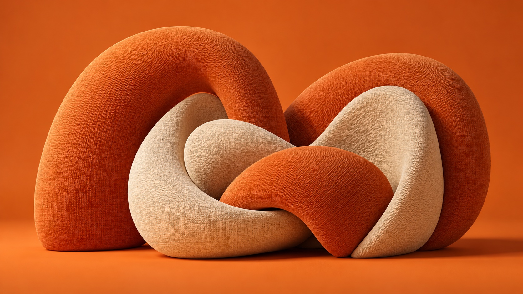 Ilustración abstracta de formas suaves en naranja y crema